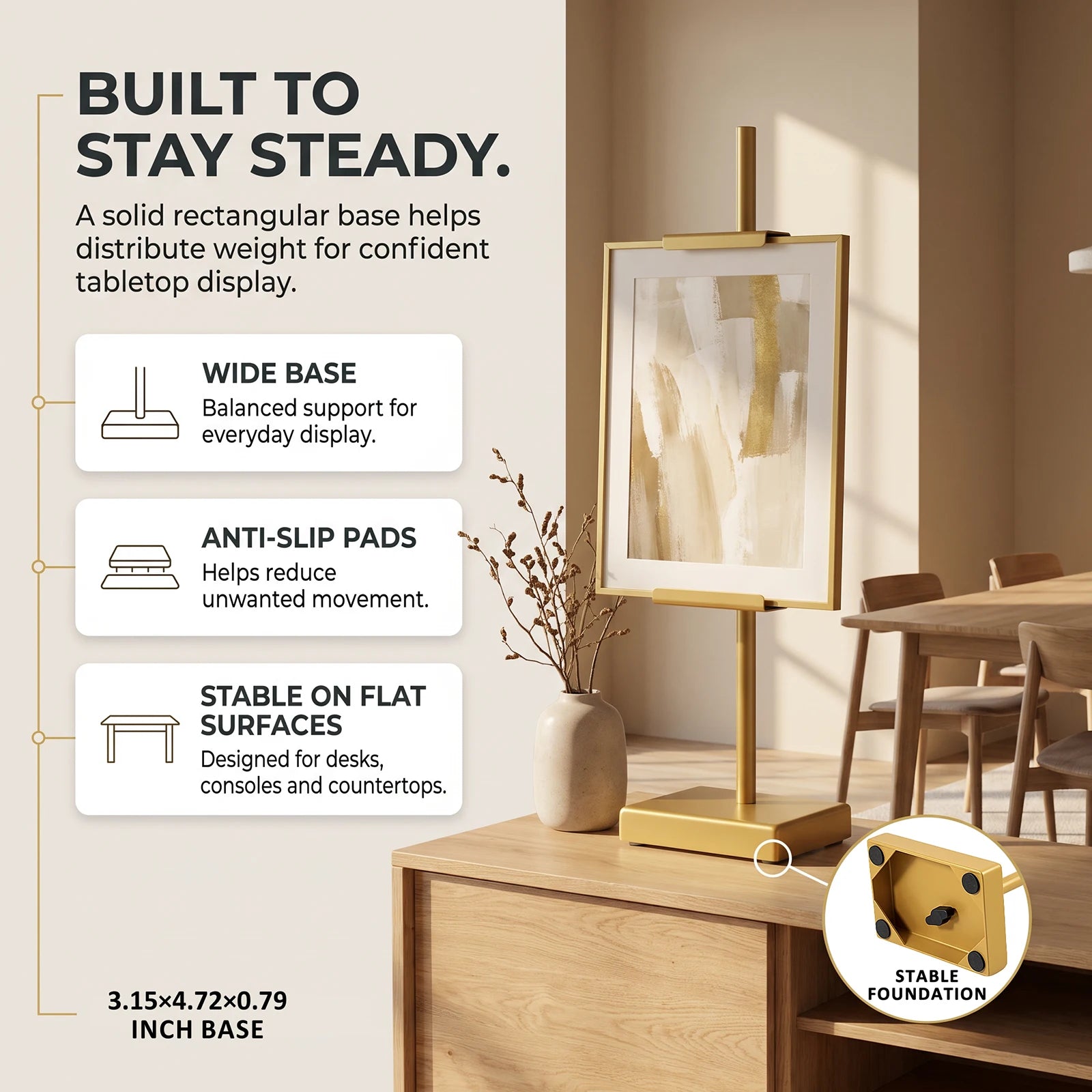 Metal Tabletop Easel Stand — Adjustable Frame Holder for Art & Decor