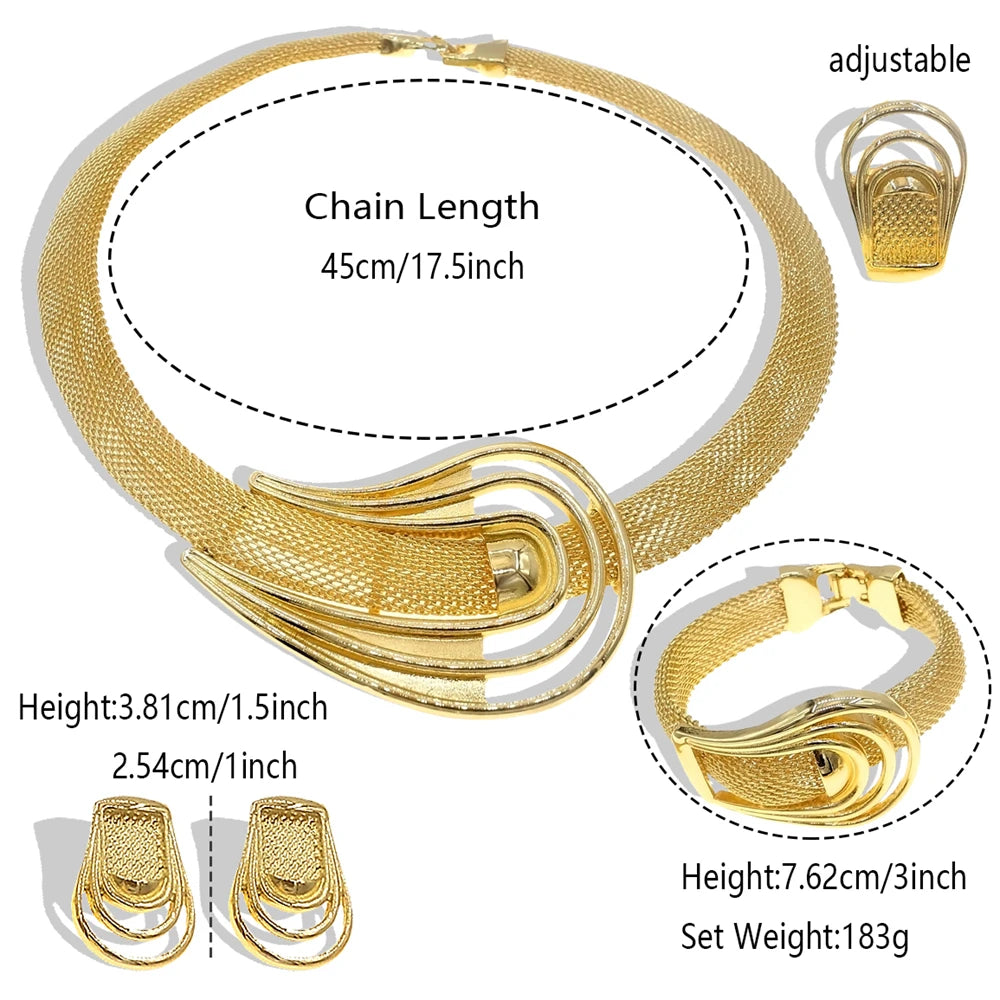 SYHOL Italian Gold Plated Jewelry Set — Elegant Skeleton Design for Parties