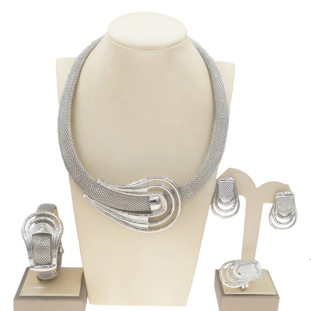 SYHOL Italian Gold Plated Jewelry Set — Elegant Skeleton Design for Parties