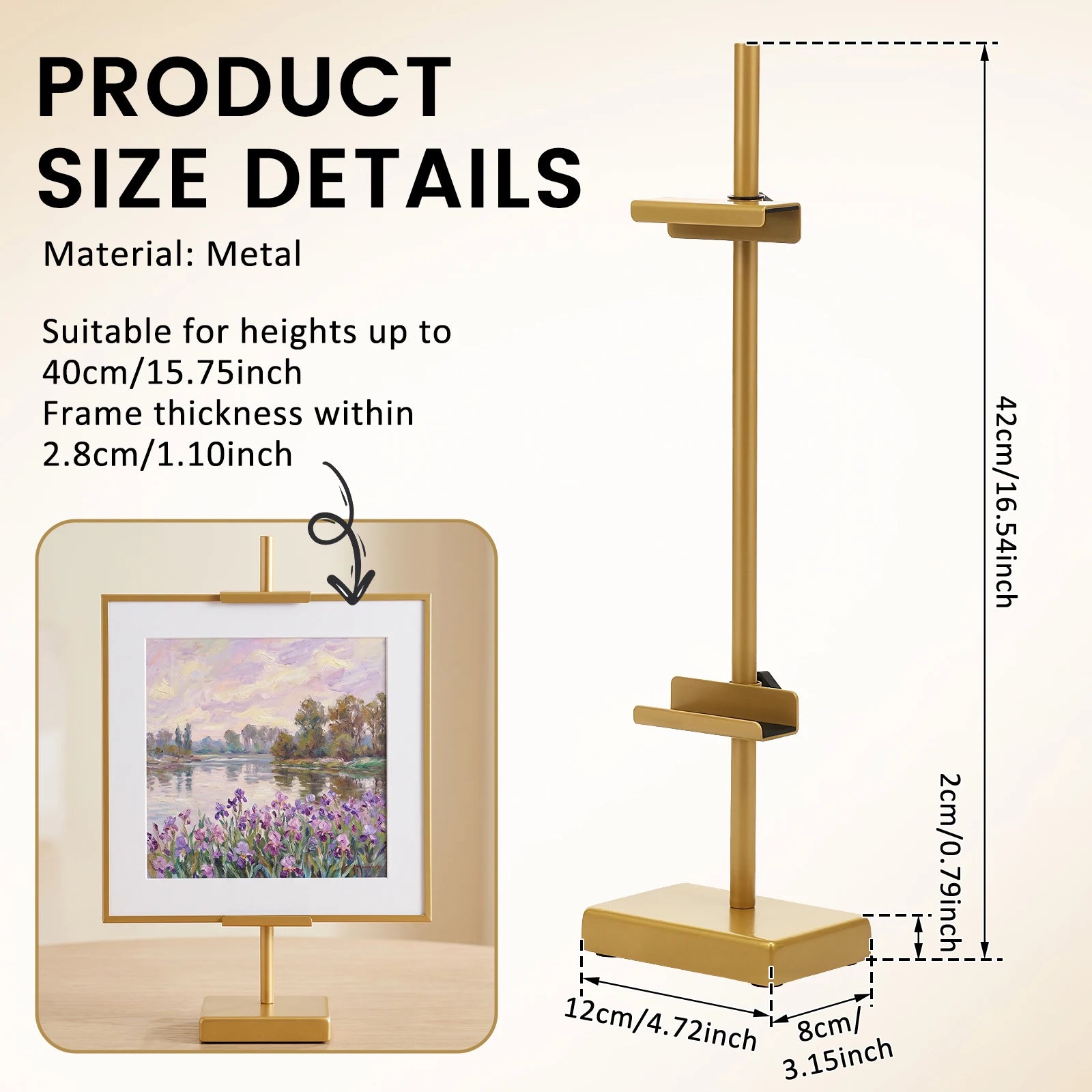 Metal Tabletop Easel Stand — Adjustable Frame Holder for Art & Decor