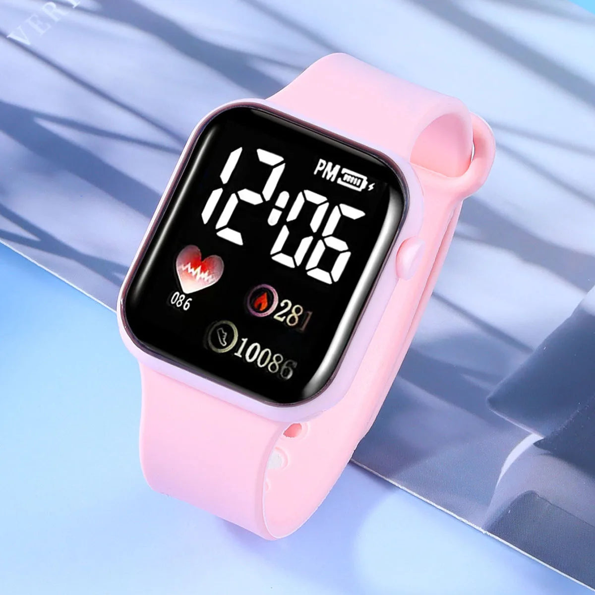 Digital Heart-Shaped LED Watch & Beaded Bracelet Set — Cute Fashion Accessory