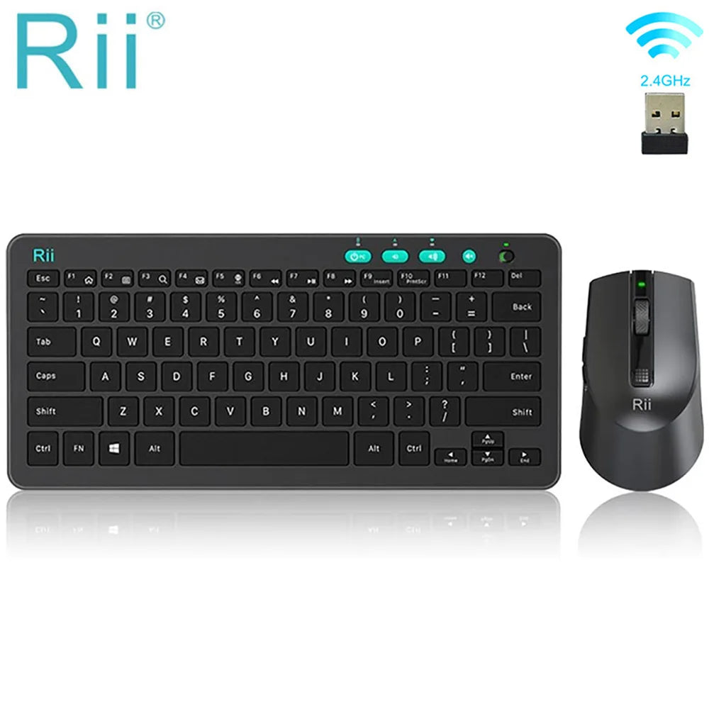 Rii RKM709 Wireless Keyboard and Mouse Combo — Multimedia Office Set