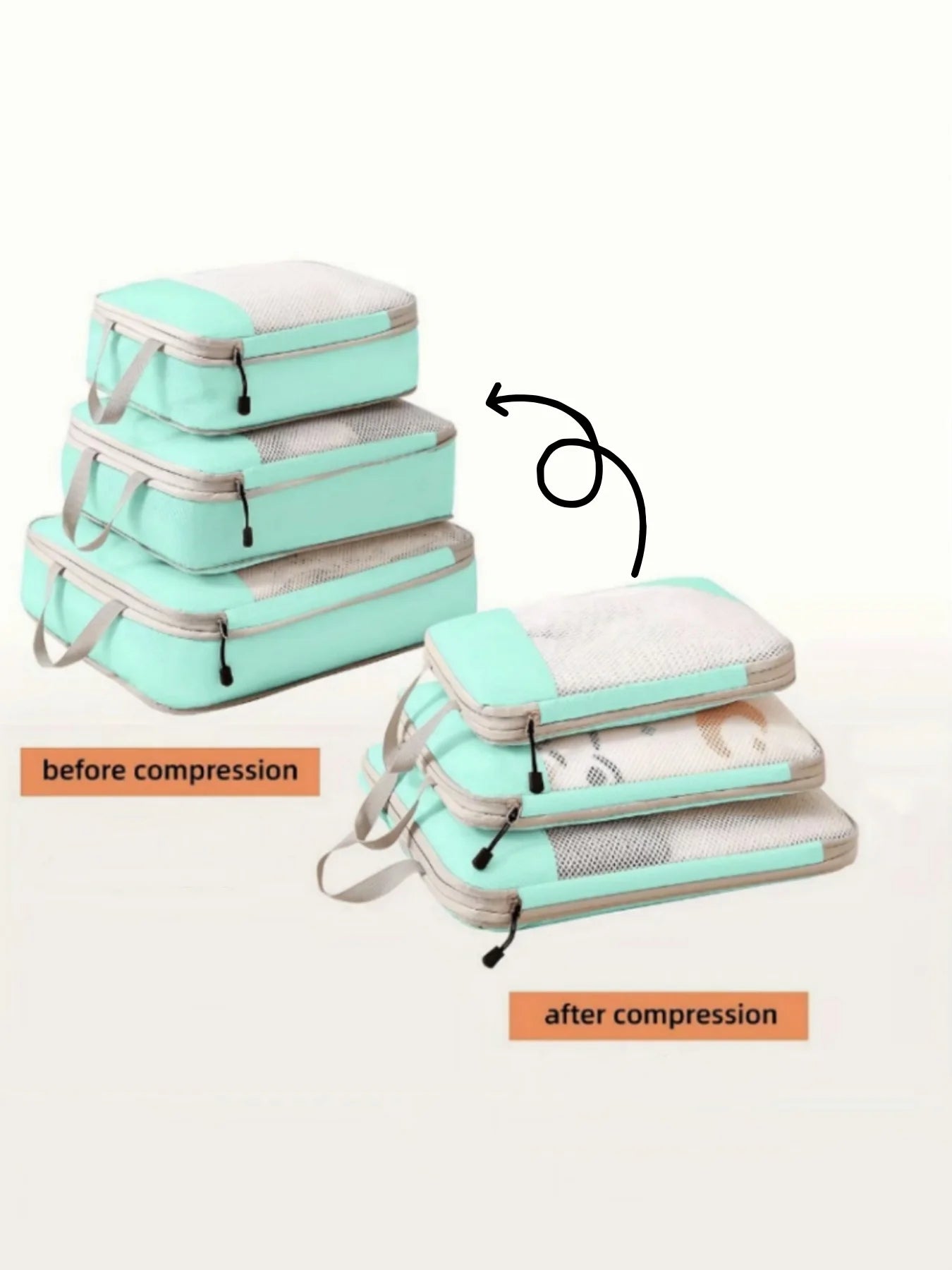 Compressible Travel Packing Cubes — Waterproof Luggage Organizer Set