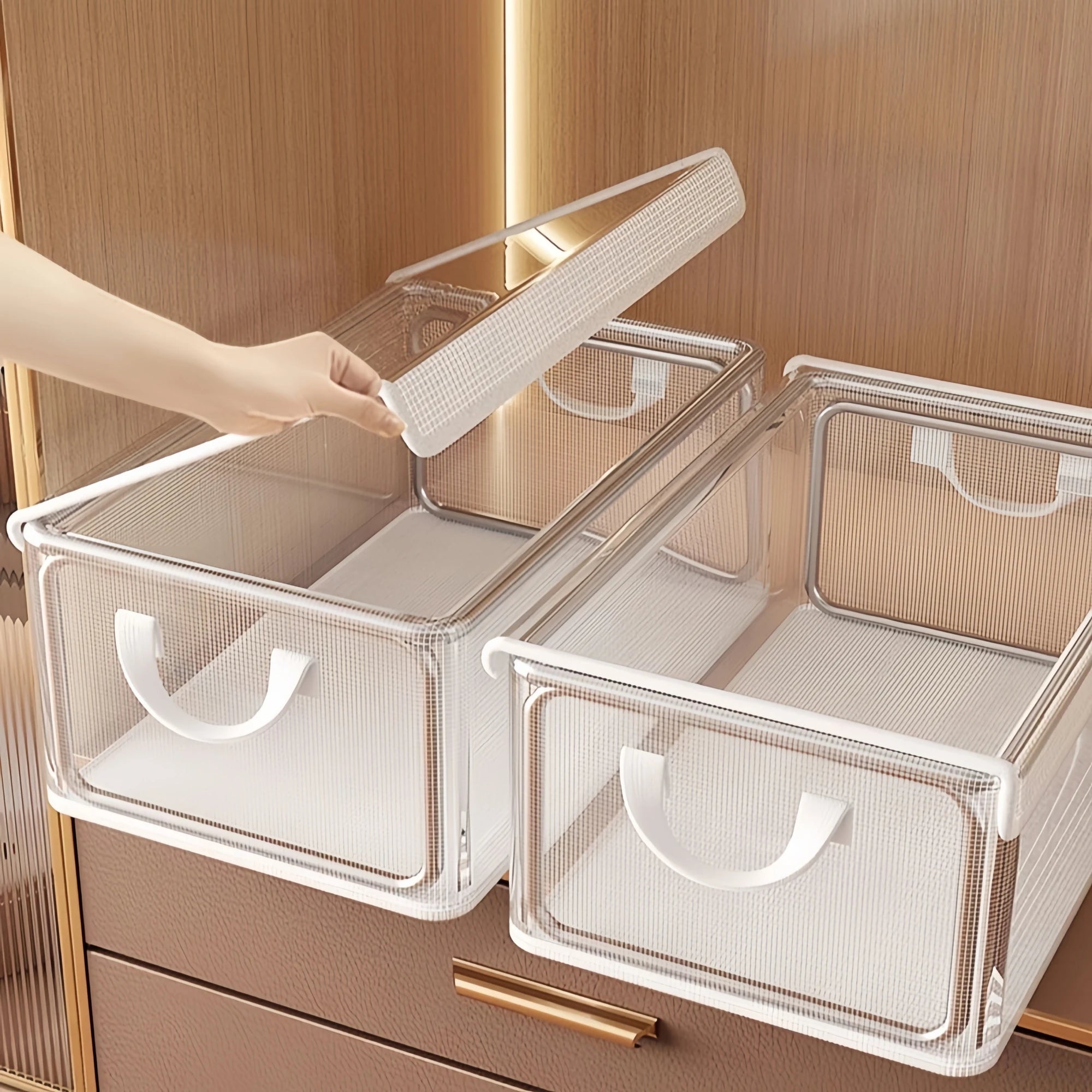 Transparent PVC Storage Box — Foldable Steel Frame Organizer