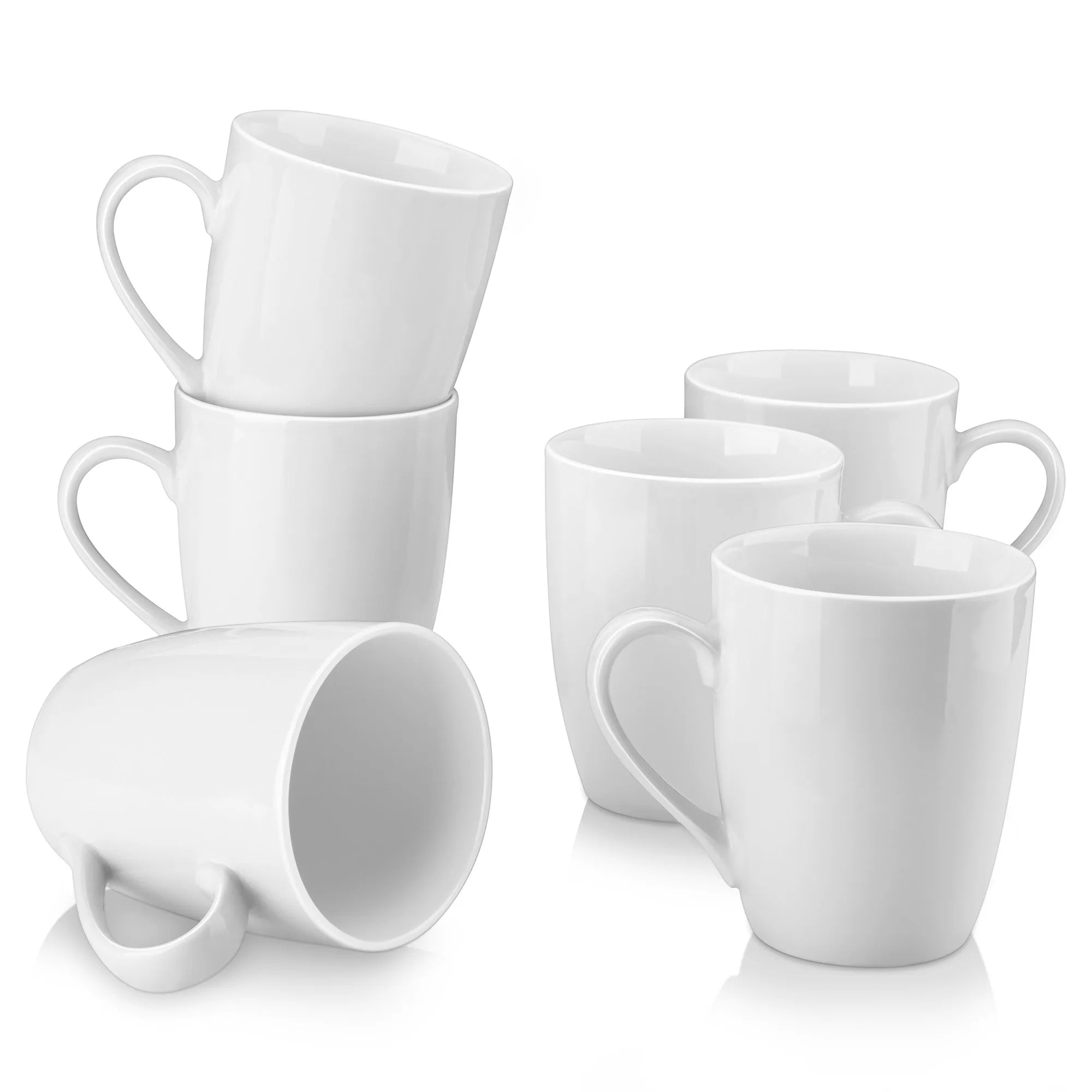 MALACASA Elisa Porcelain Coffee Mugs — 6-Piece Ivory White Set