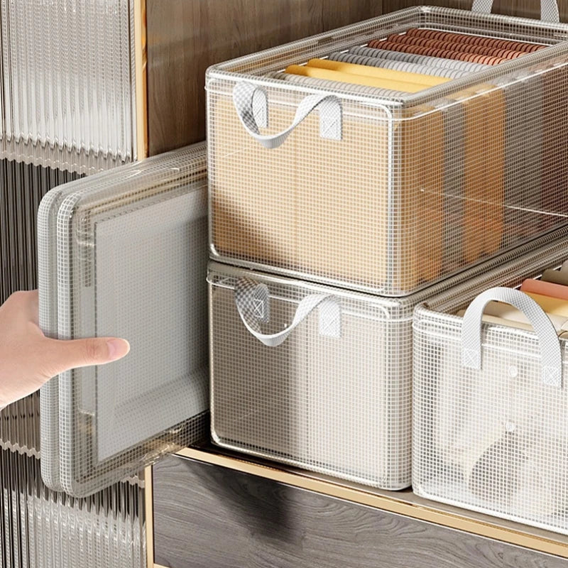 Transparent PVC Storage Box — Foldable Steel Frame Organizer