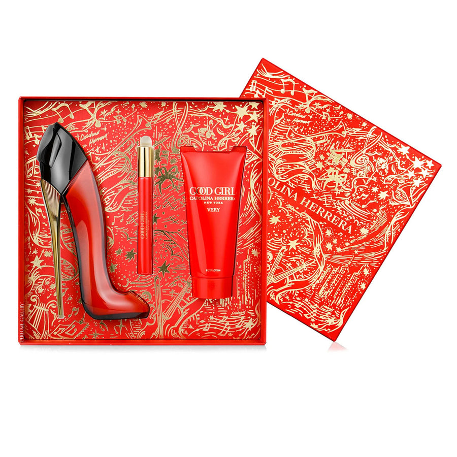 Very Good Girl 3 pcs Set: 2.7 Eau de Parfum Spray + 0.34 Eau de Parfum Spray + 3.4 Body Lotion by Carolina Herrera for Women