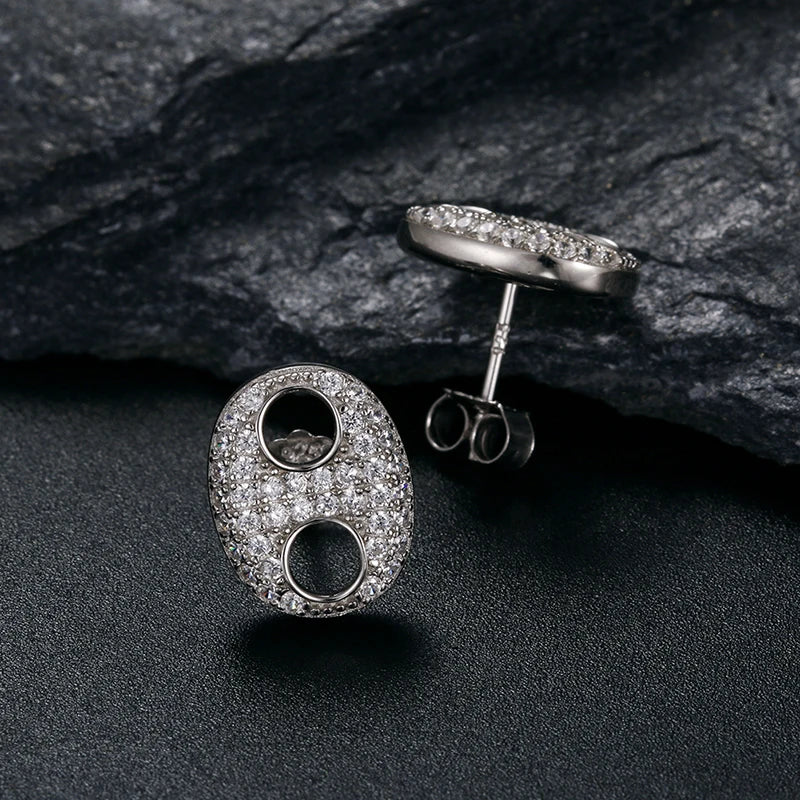 ICEOUTBOX 925 Sterling Silver Stud Earrings — Iced Out Cubic Zirconia Jewelry