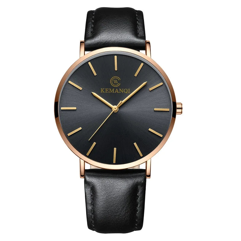 JBAILI Luxury Business Men's Watch — Ultra Thin Gold Quartz Wristwatch