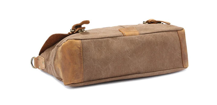 MUNUKI Vintage Leather and Canvas Briefcase — Professional Business Messenger Bag