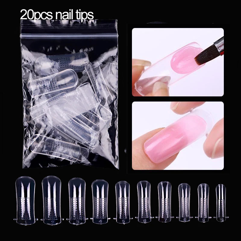 NICOLE DIARY Full Cover Nail Extension Tips — Clear Sculpted Gel Molds
