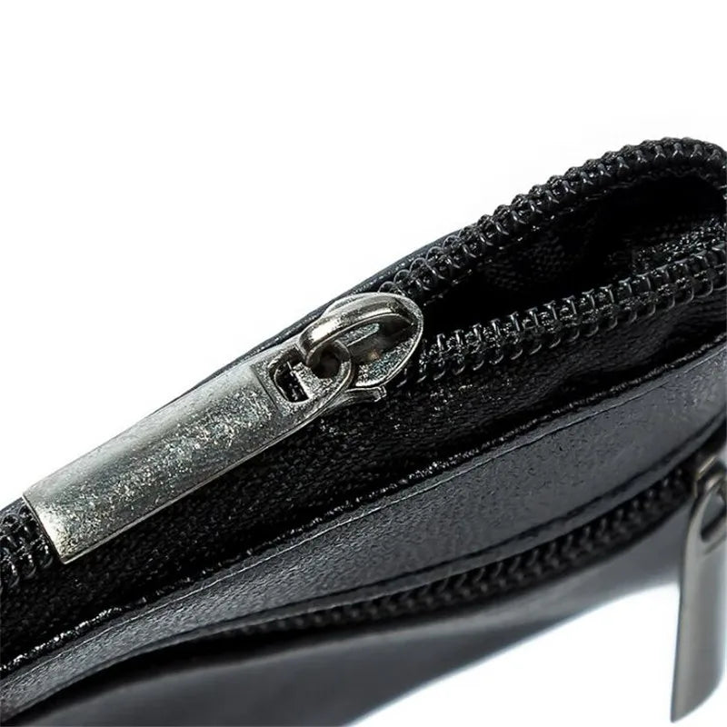 Black PU Leather Mini Wallet — Compact Multi-Function Coin Purse & Card Holder
