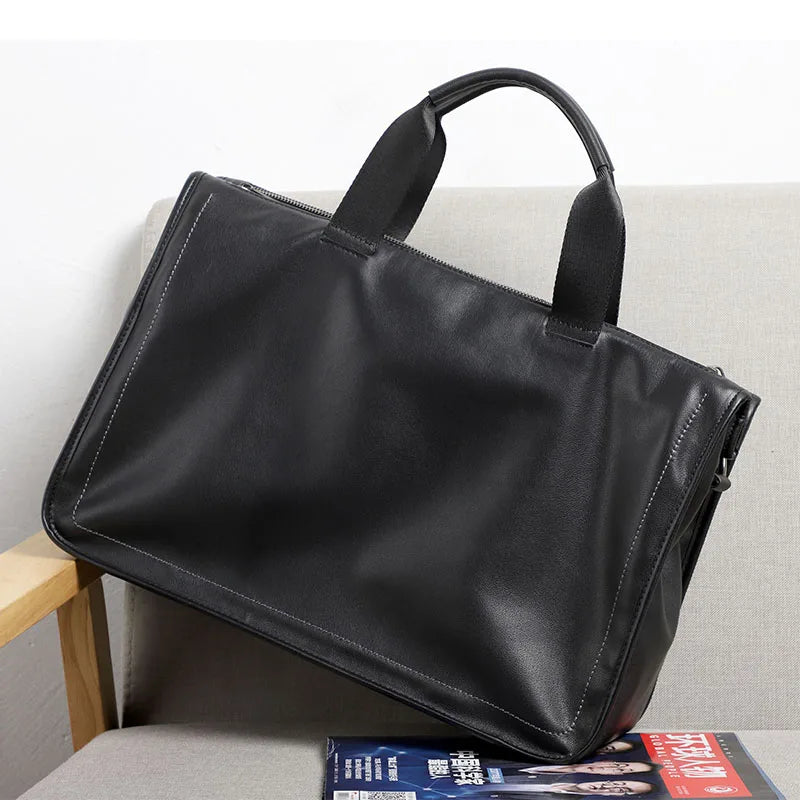 HEVRAOS Genuine Leather Briefcase — Large 15 Inch Laptop Shoulder Bag