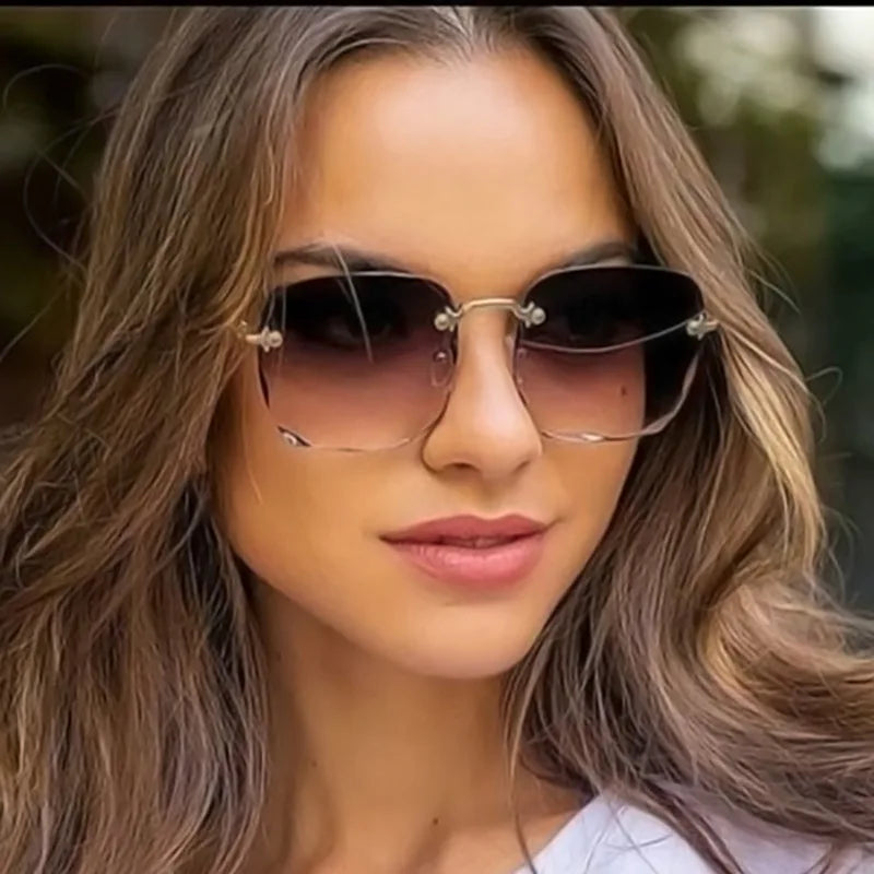 ZXWLYXGX Square Rimless Sunglasses — Luxury Fashion Eyewear Set