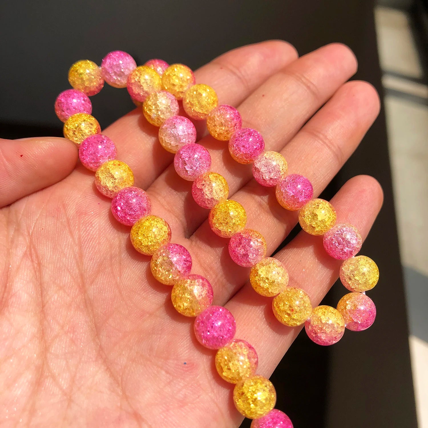 White Cracked Crystal Beads — Round Loose Spacer Beads for DIY Jewelry