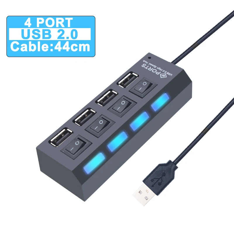 YUANRURU USB Hub Splitter — High-Speed Multi-Port Expander for PC