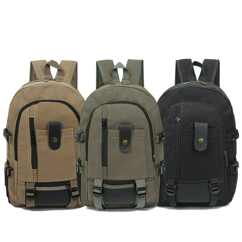 Canvas Travel Backpack — Large Capacity Outdoor Daypack for Hiking