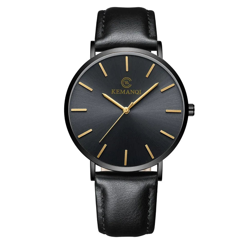 JBAILI Luxury Business Men's Watch — Ultra Thin Gold Quartz Wristwatch