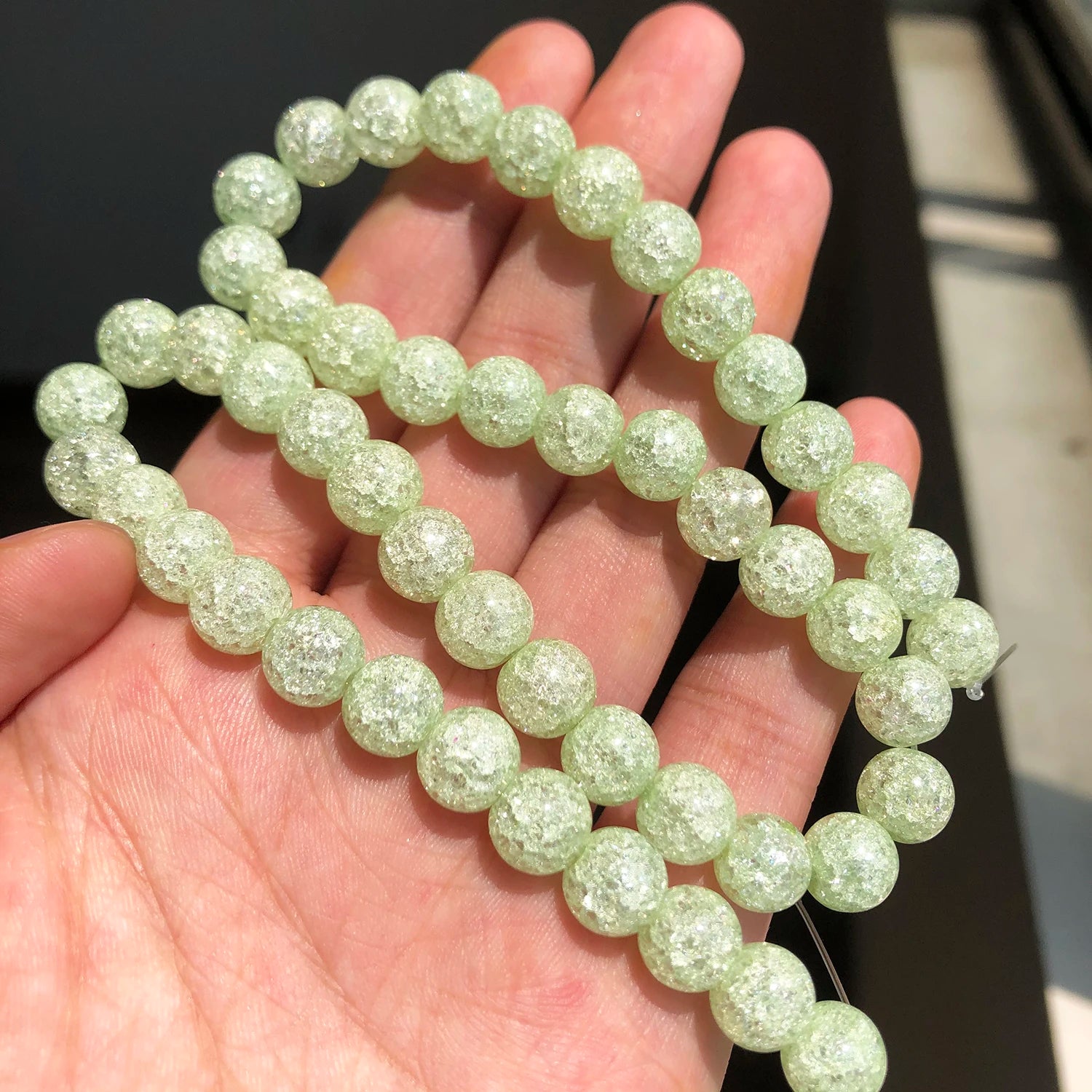 White Cracked Crystal Beads — Round Loose Spacer Beads for DIY Jewelry