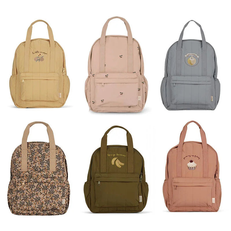 Floral Print Kids Backpack — Lightweight Schoolbag with Detachable Pad