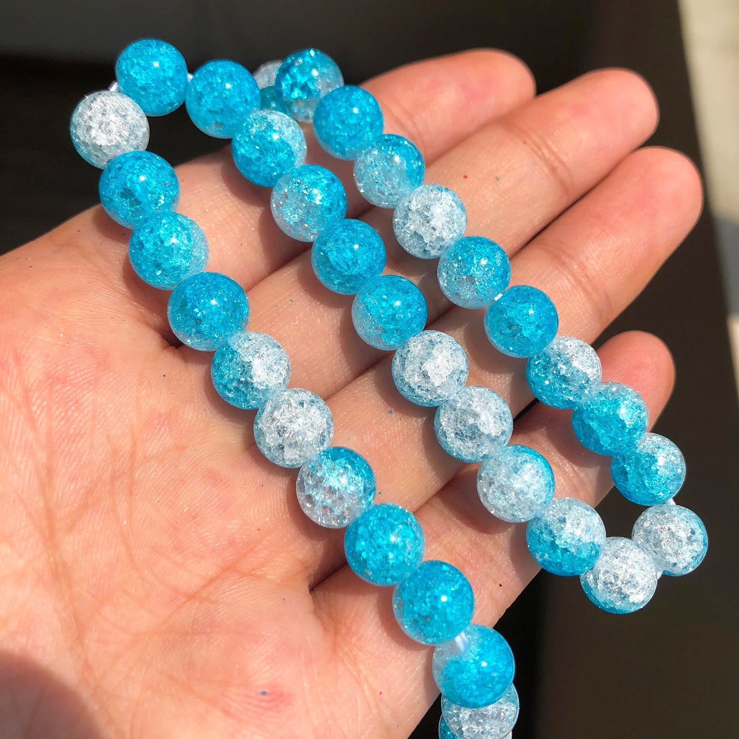 White Cracked Crystal Beads — Round Loose Spacer Beads for DIY Jewelry