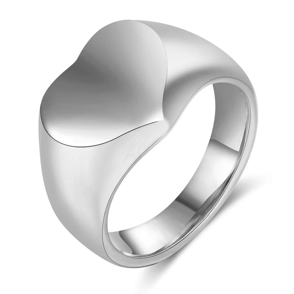 VQYSKO Heart Shaped Wedding Rings — Gold Plated Stainless Steel Jewelry