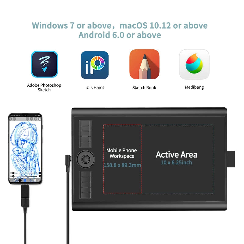 GAOMON M10K PRO Graphics Tablet — Digital Drawing Pad with Tilt Support