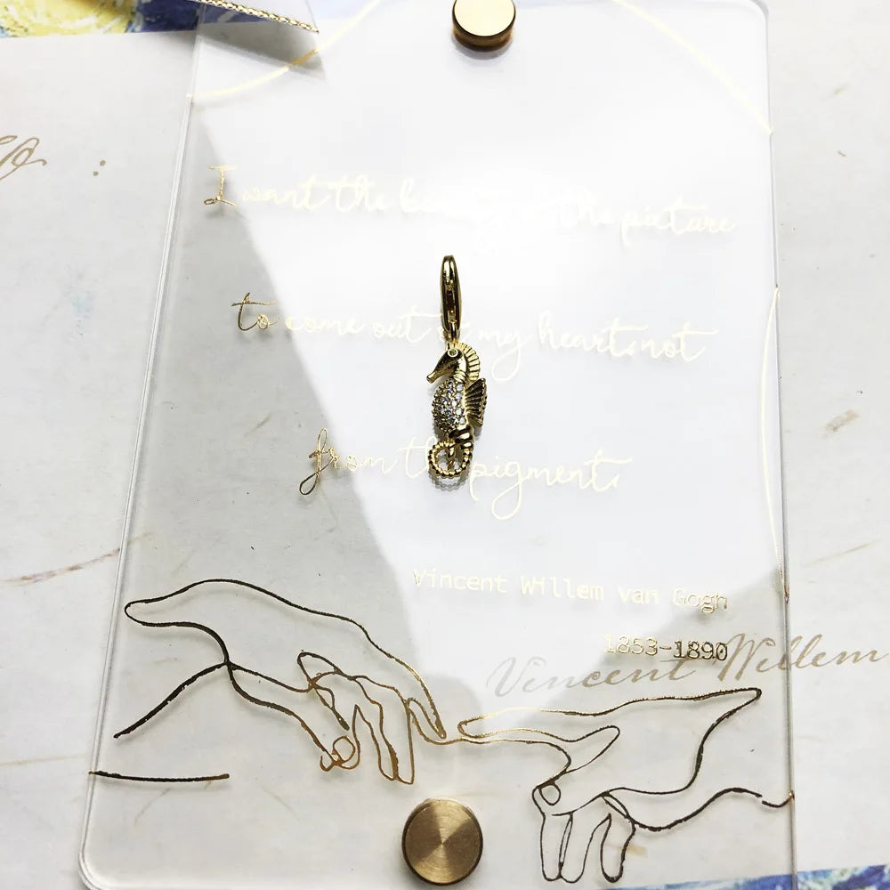 Thaddaeus Gold Plated Seahorse Charm — 925 Sterling Silver Dangle Pendant