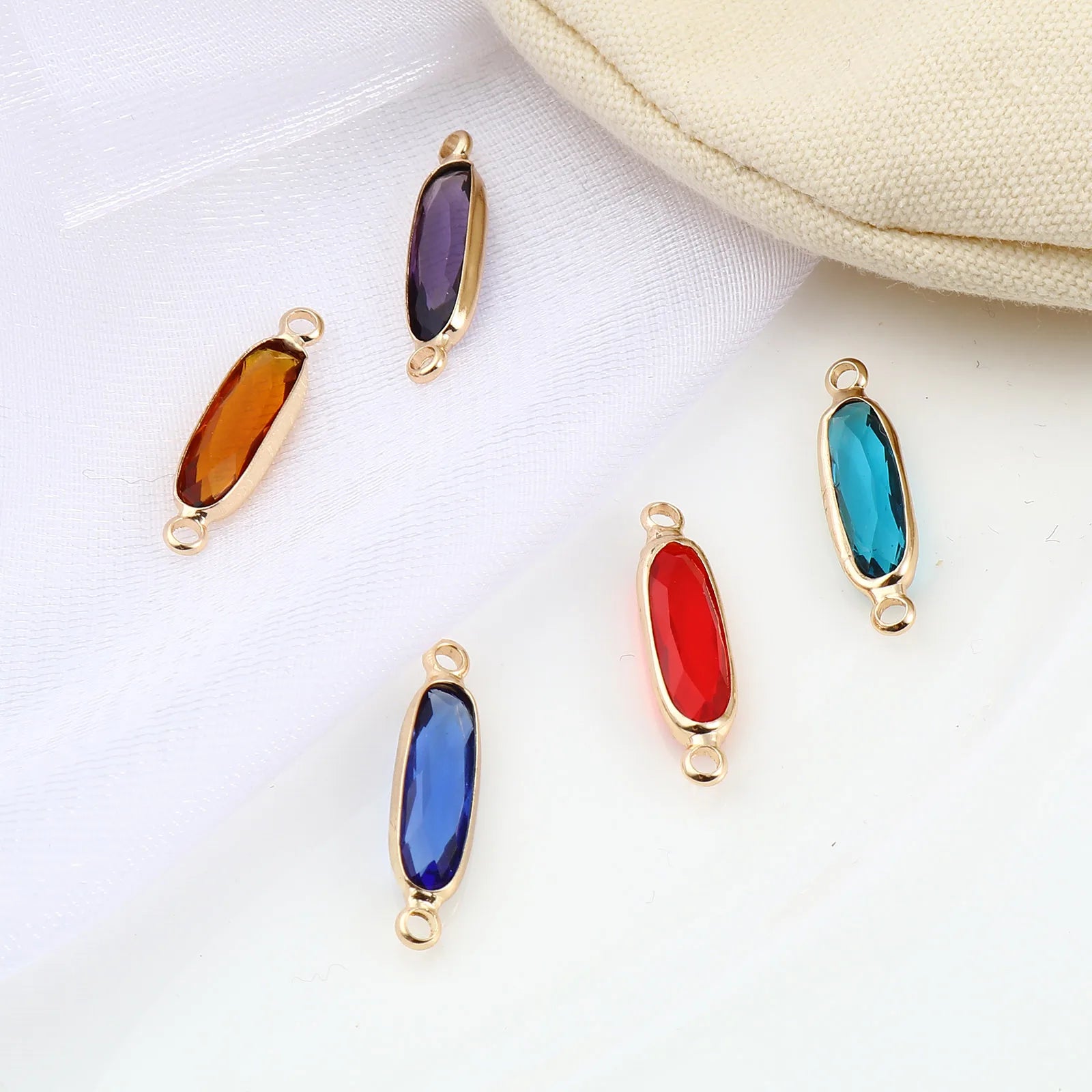 DoreenBeads Oval Glass Connectors — Gold Color Jewelry Findings for DIY Necklaces