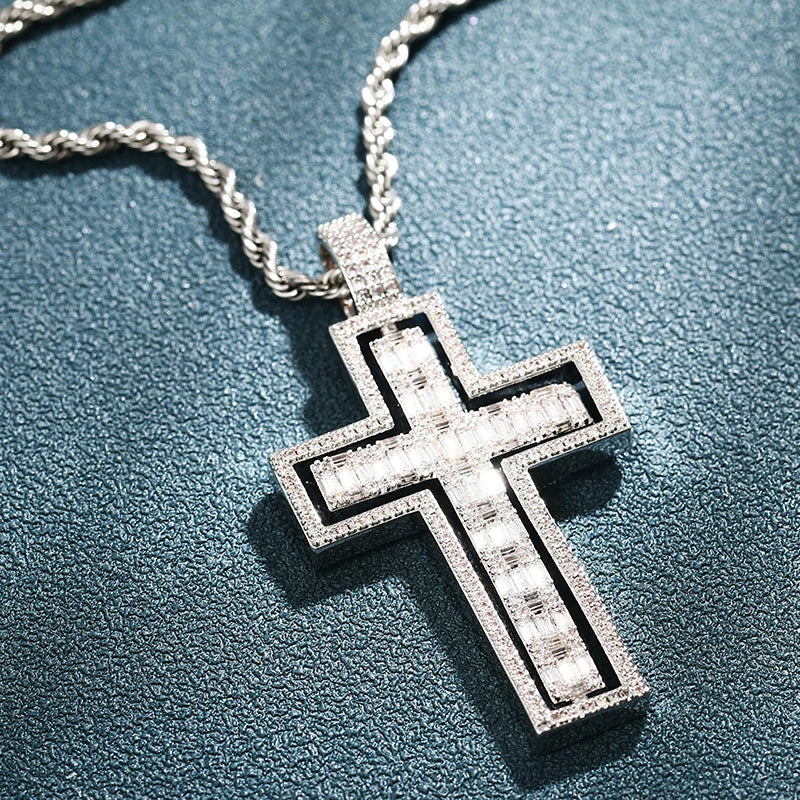 ICEOUTBOX Rotatable Cross Pendant — Hip Hop Cubic Zirconia Necklace