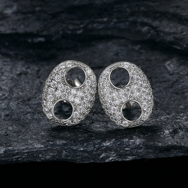 ICEOUTBOX 925 Sterling Silver Stud Earrings — Iced Out Cubic Zirconia Jewelry