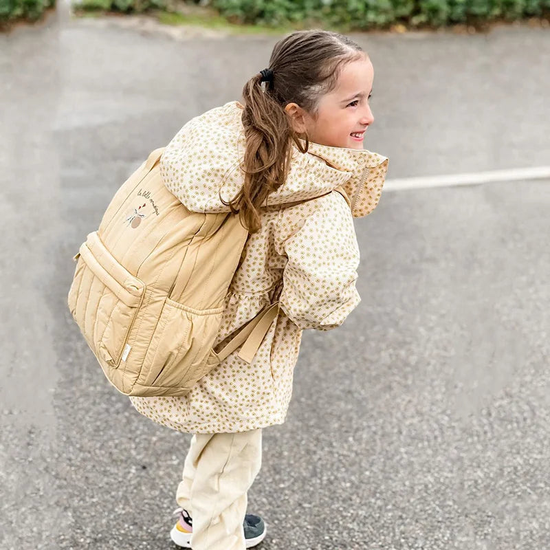 Floral Print Kids Backpack — Lightweight Schoolbag with Detachable Pad