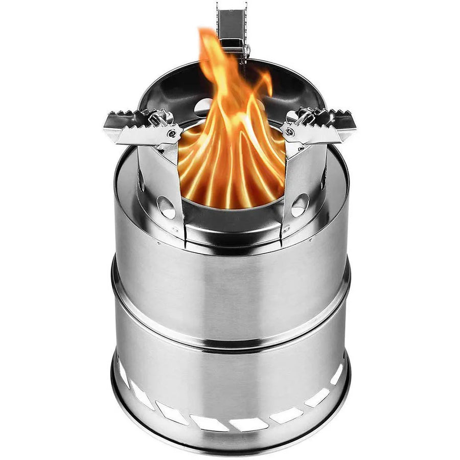 LISM Portable Wood Burning Camping Stove — Lightweight Stainless Steel Cooker