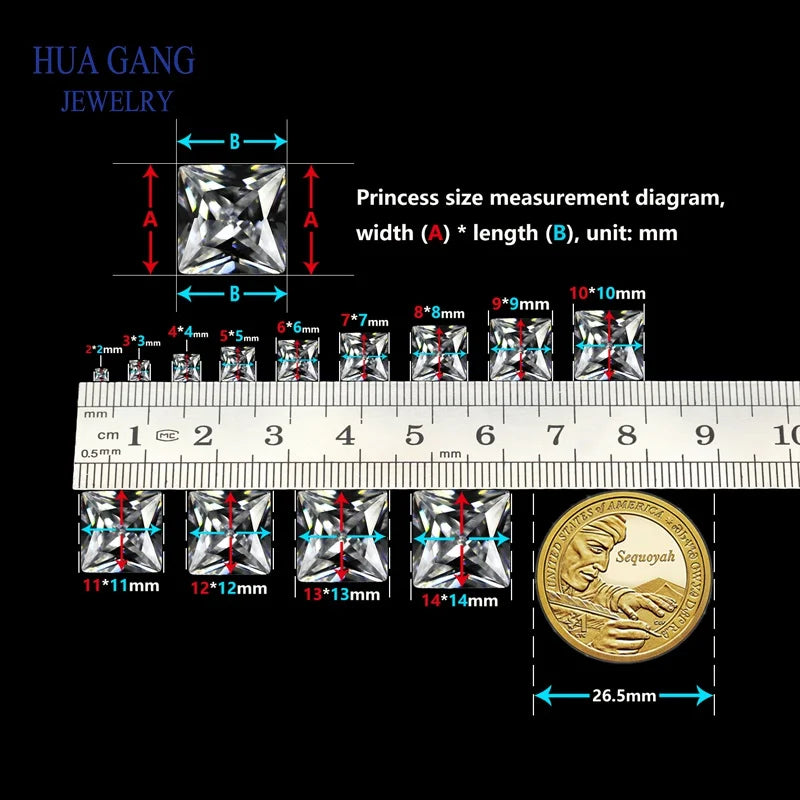 Multicolor Princess Cut Cubic Zirconia Stones — Loose Synthetic Gem Beads for Jewelry Making