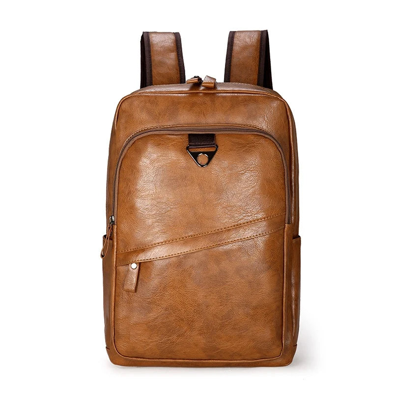DIDA BEAR Men's PU Leather Backpack — Large Capacity Laptop Rucksack