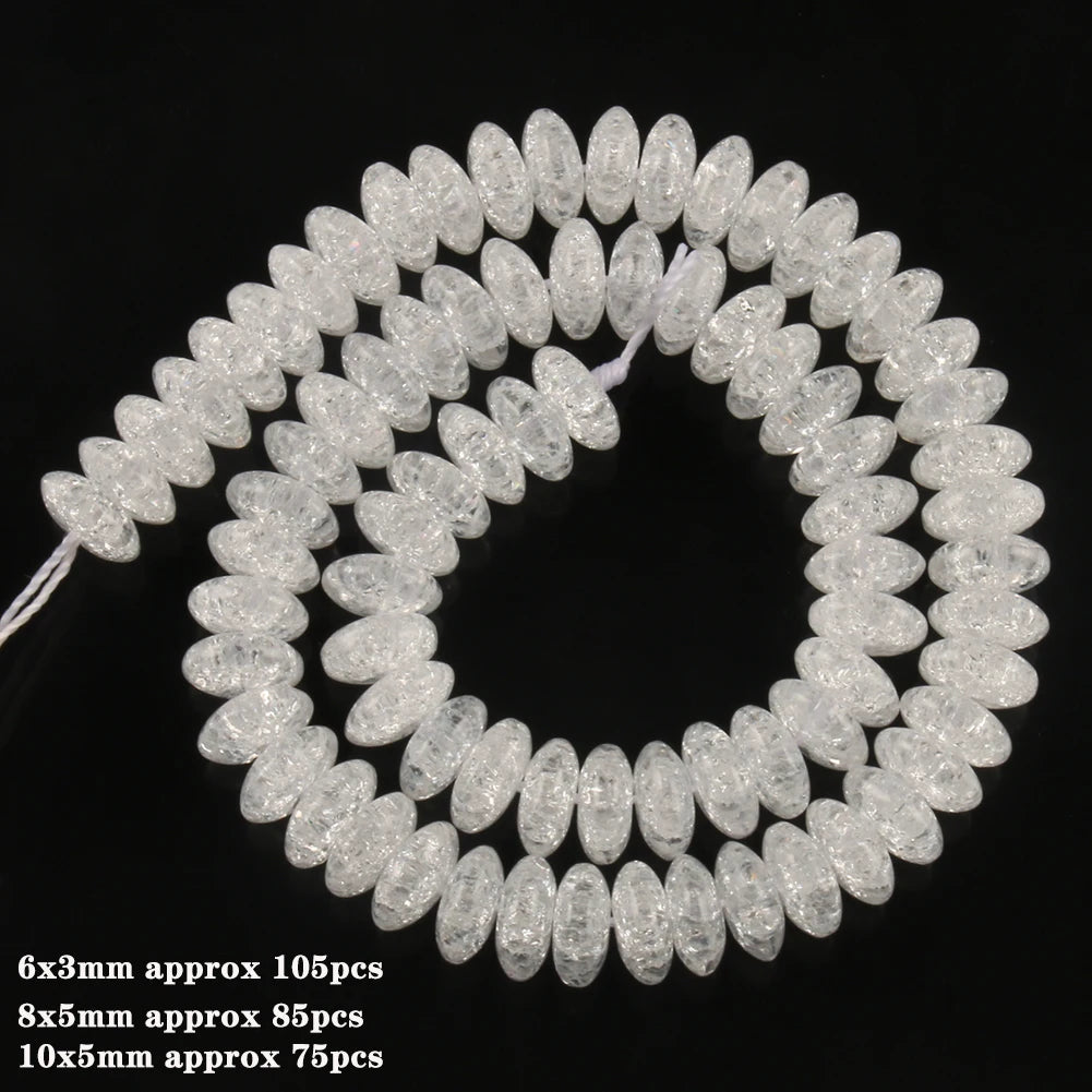 White Cracked Crystal Beads — Round Loose Spacer Beads for DIY Jewelry