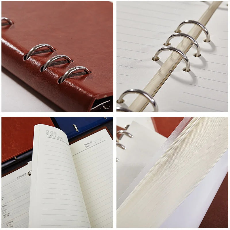 Coliky Loose-Leaf Leather Notebook — Detachable Binder for Office & School