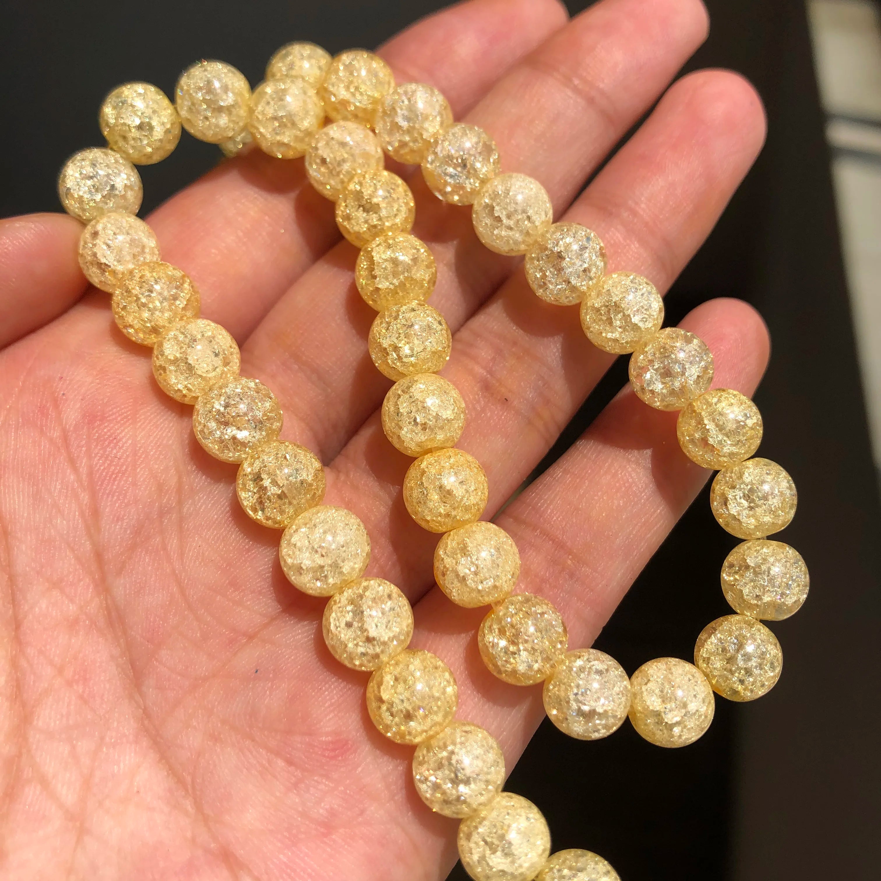 White Cracked Crystal Beads — Round Loose Spacer Beads for DIY Jewelry