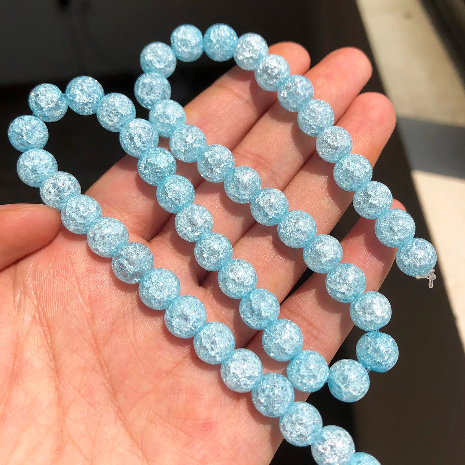 White Cracked Crystal Beads — Round Loose Spacer Beads for DIY Jewelry
