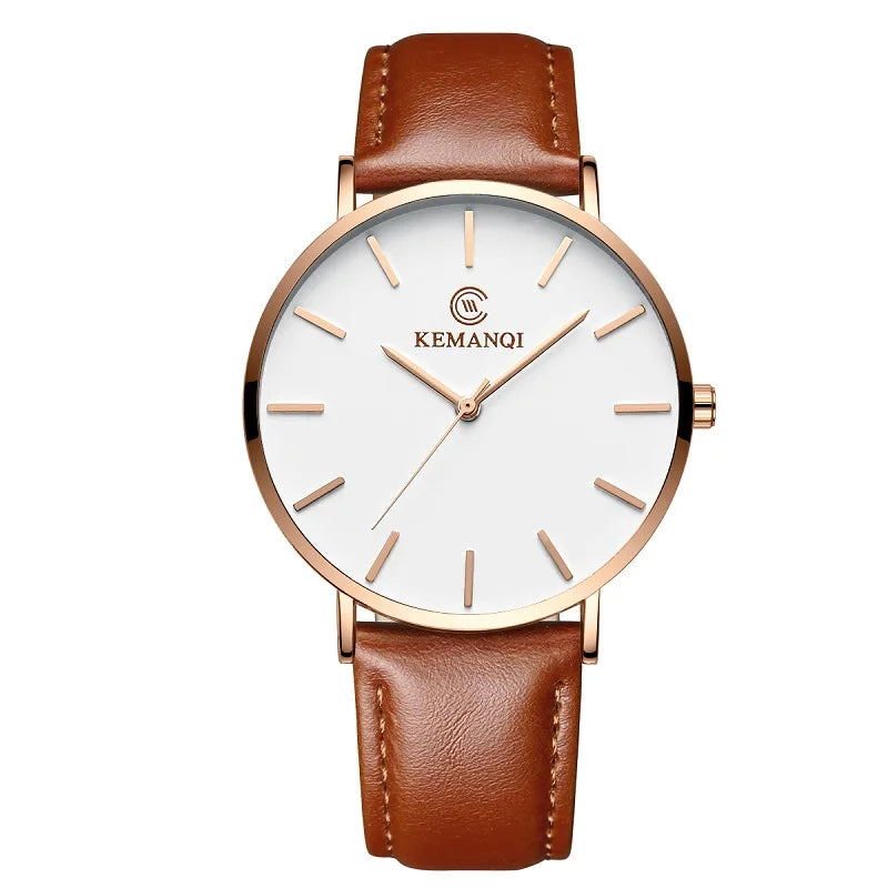 JBAILI Luxury Business Men's Watch — Ultra Thin Gold Quartz Wristwatch
