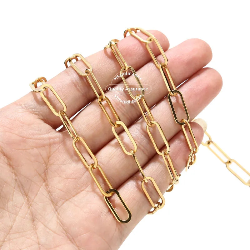 Stainless Steel Paperclip Chain — 6.5mm Flat Oval Cable for Jewelry Making