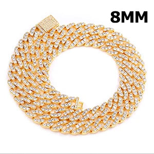 ICEOUTBOX Iced Out Cuban Link Chain — Bling Rhinestone Hip Hop Jewelry