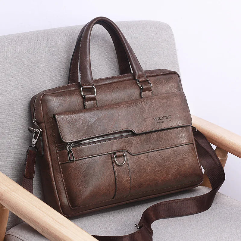 Bestform Men's PU Leather Briefcase — Professional Business Messenger Bag
