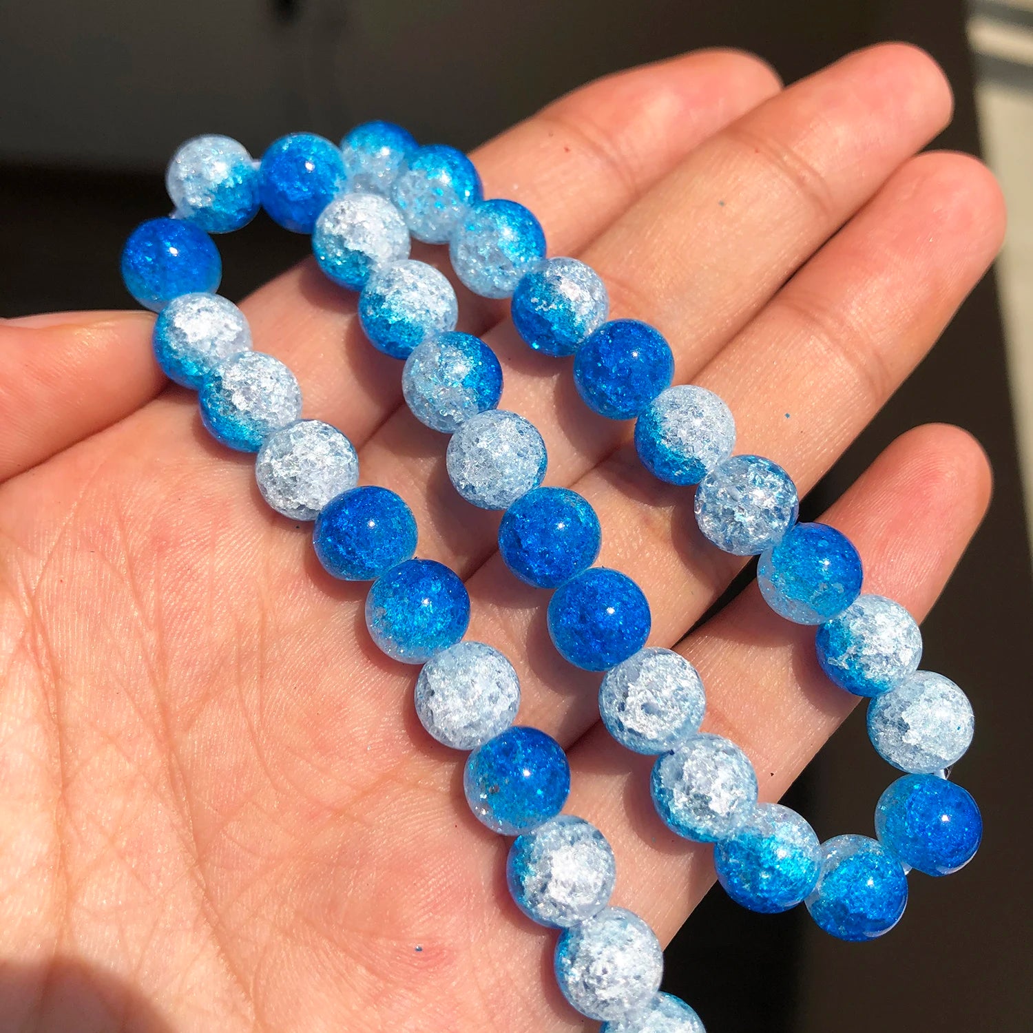 White Cracked Crystal Beads — Round Loose Spacer Beads for DIY Jewelry