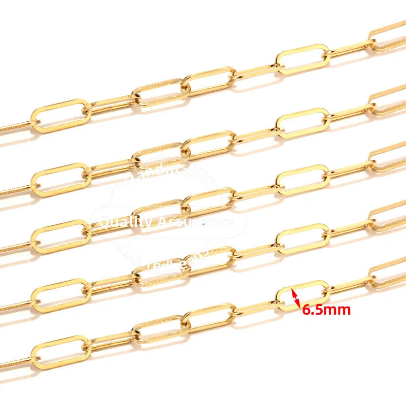 Stainless Steel Paperclip Chain — 6.5mm Flat Oval Cable for Jewelry Making