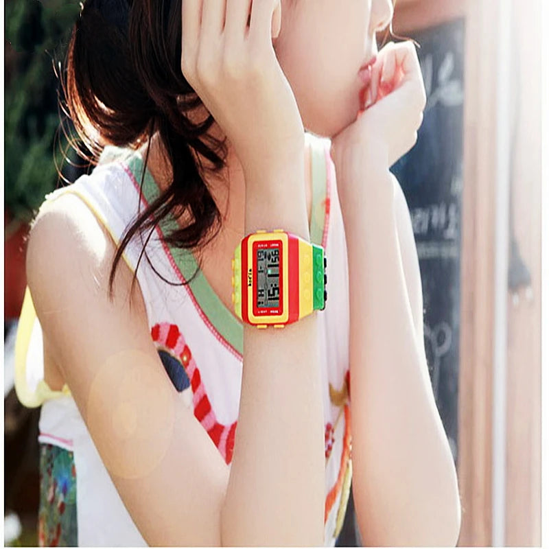 ACRDDK Digital LED Sports Watch — Colorful Block Style Wristwatch