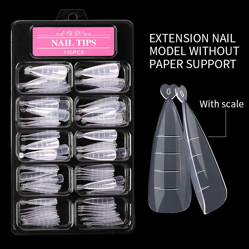 NICOLE DIARY Full Cover Nail Extension Tips — Clear Sculpted Gel Molds