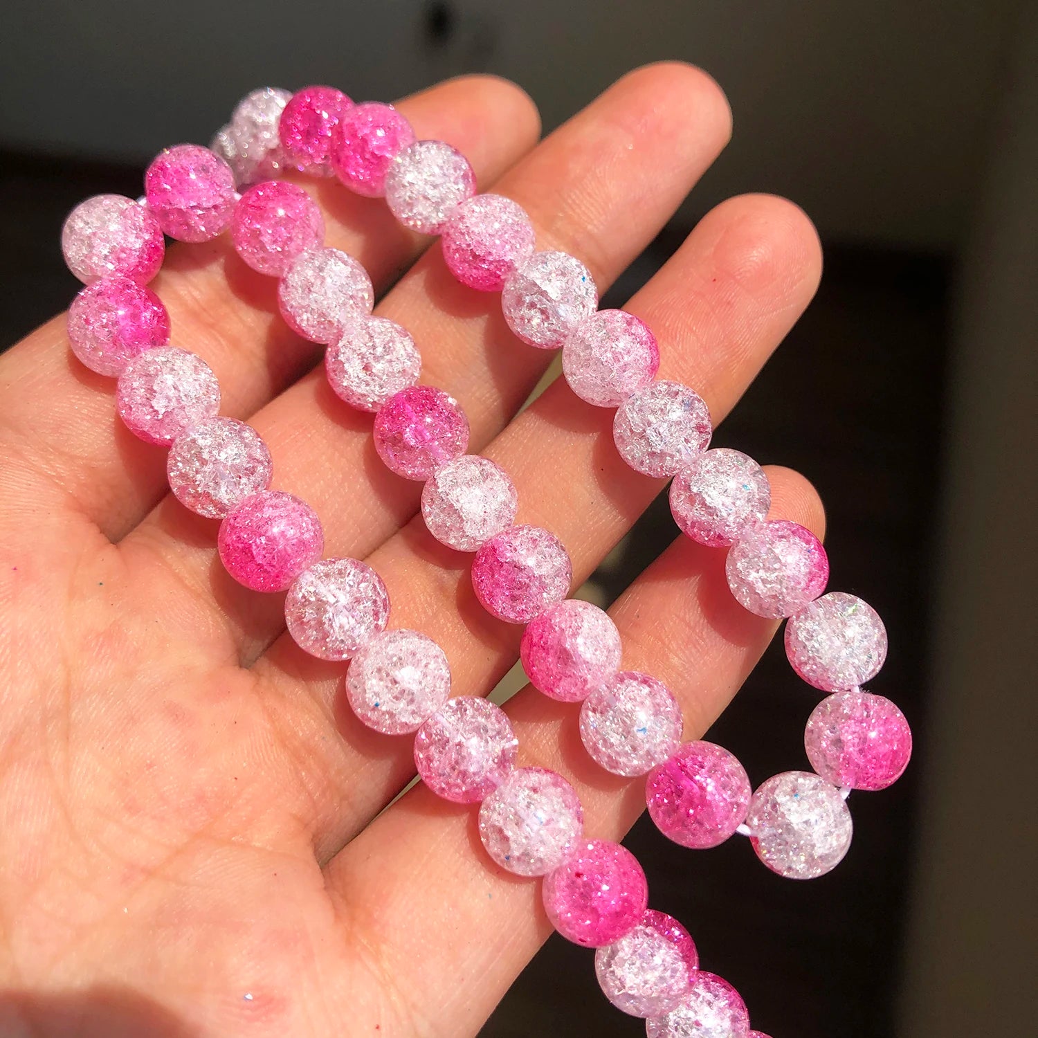 White Cracked Crystal Beads — Round Loose Spacer Beads for DIY Jewelry