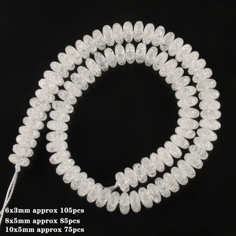 White Cracked Crystal Beads — Round Loose Spacer Beads for DIY Jewelry