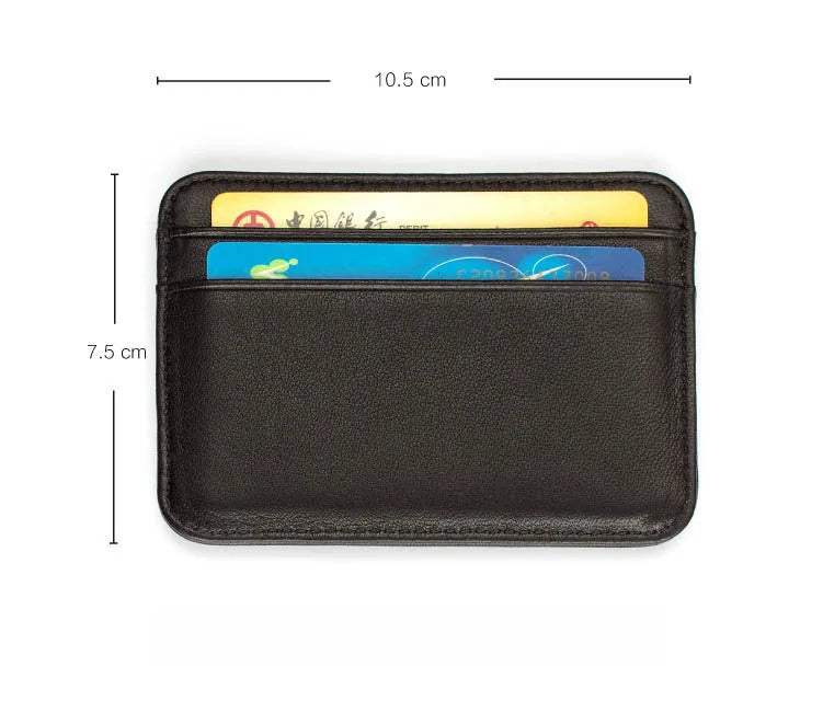 Slim Sheepskin Genuine Leather Wallet — Minimalist Card & ID Holder